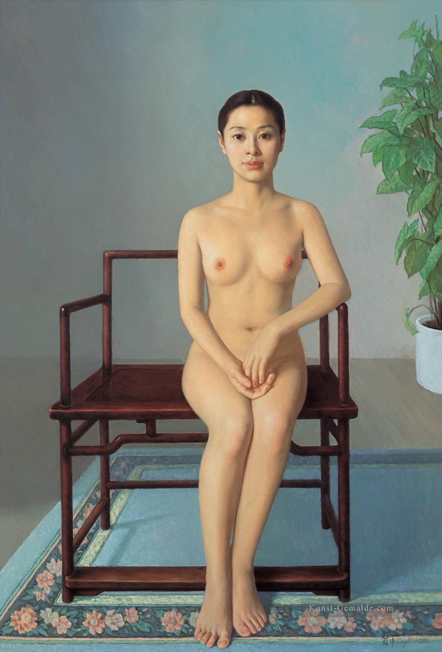 Akt auf Buddhist Stuhl Chinesisches Mädchen Nude Ölgemälde
